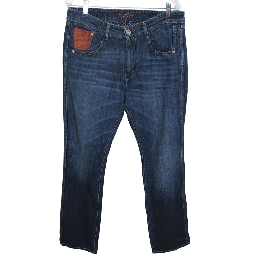 Robert Graham Mens Jeans Dark Wash Straight Leg Made‎ in Italy Cotton